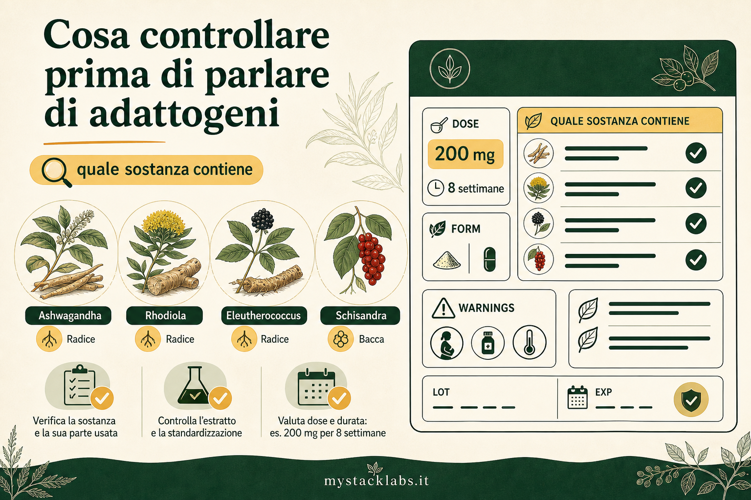 Cosa controllare prima di parlare di adattogeni