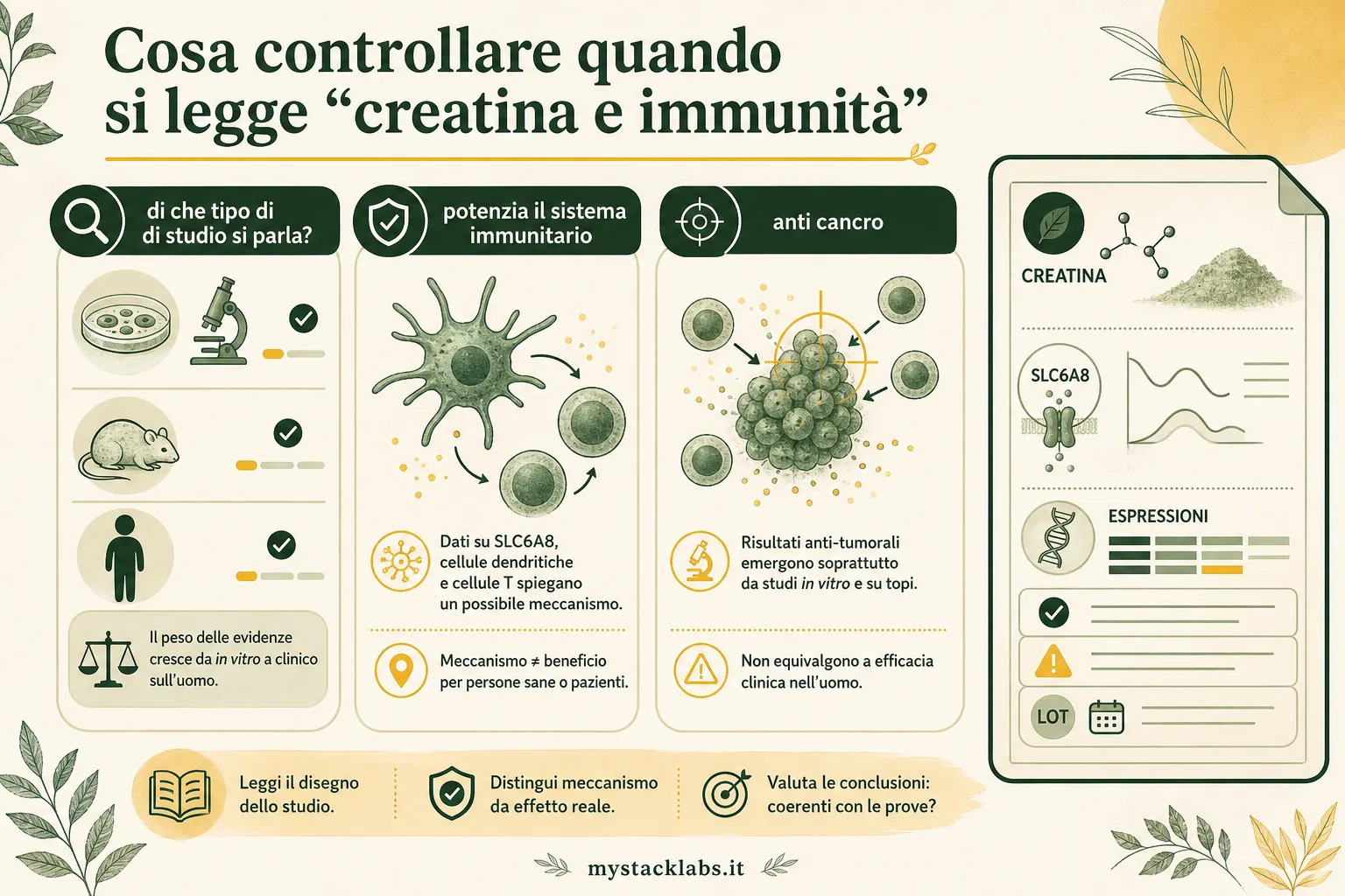 Cosa controllare quando si legge “creatina e immunità”