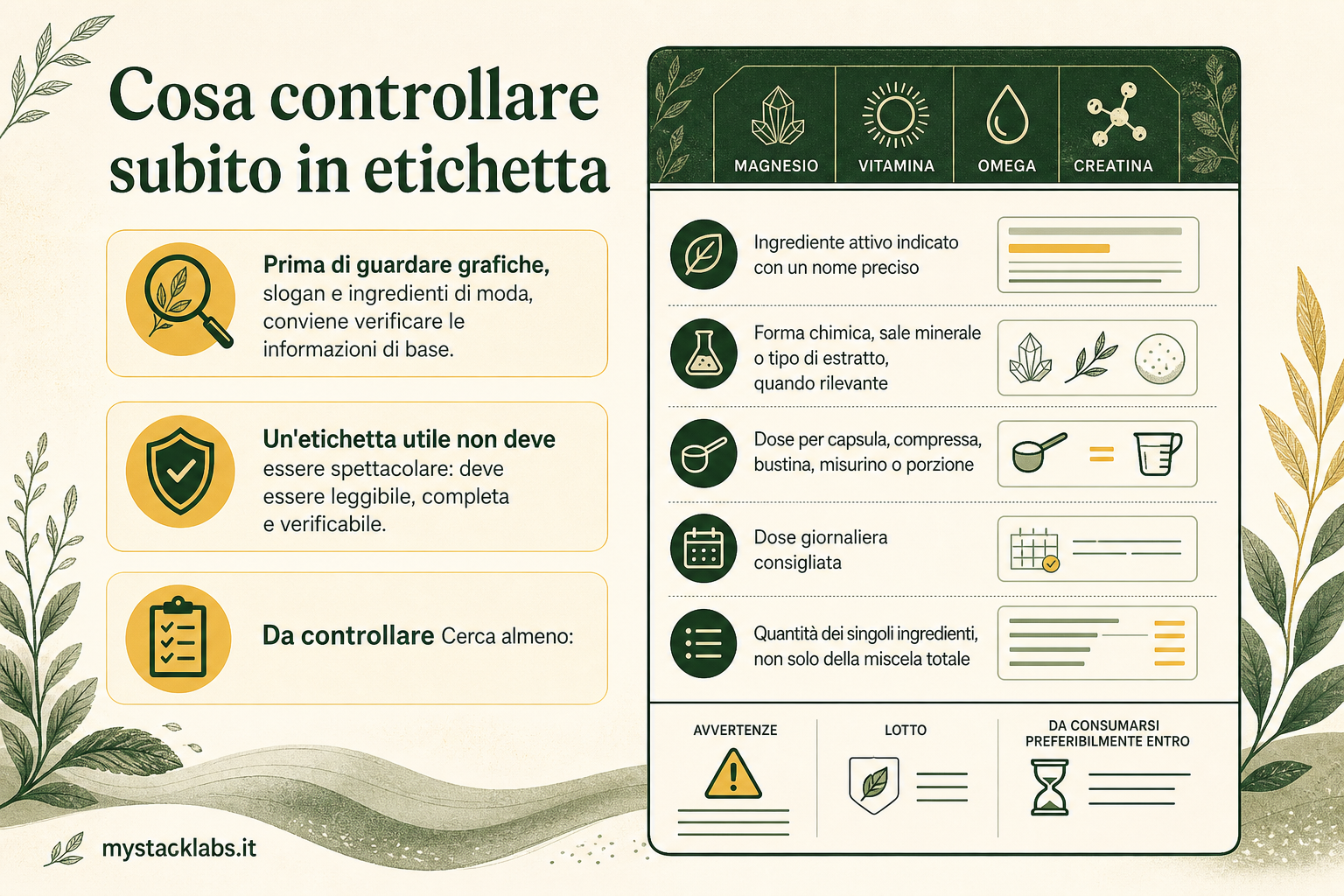 Cosa controllare subito in etichetta