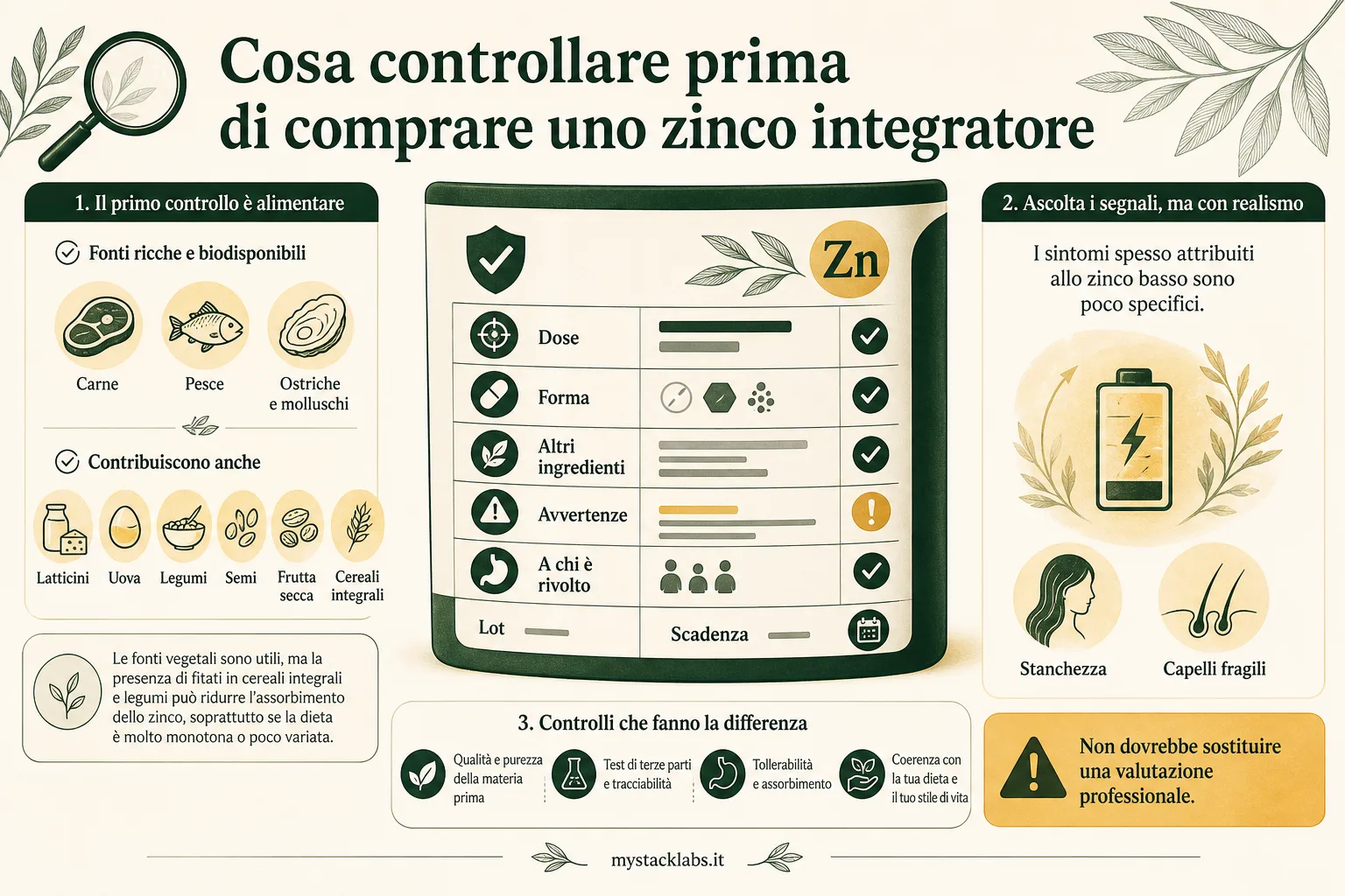 Cosa controllare prima di comprare uno zinco integratore